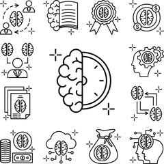 Clock brain icon in a collection with other items