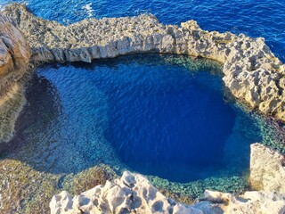  Blue Hole in the sea on Gozo island