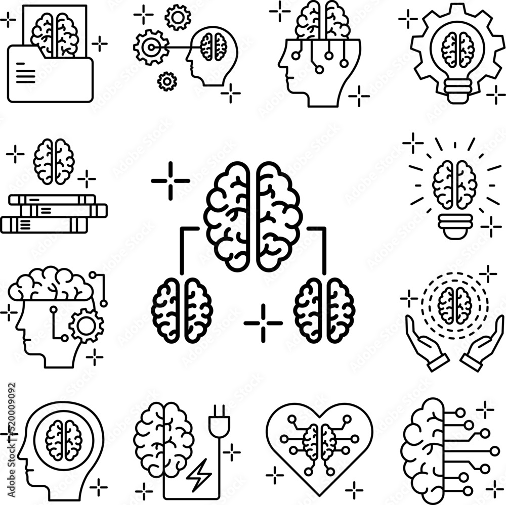 Poster brainstorming icon in a collection with other items
