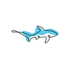 Fototapeta premium Shark Monoline Art