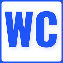 Sign with text on WC on white