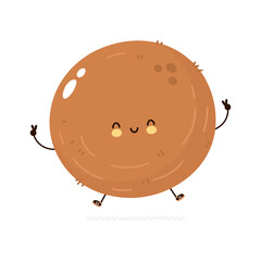 Cute funny coconut nut character. Vector hand drawn cartoon kawaii character illustration icon. Isolated on white background. Coconut nut character concept
