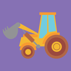 yellow forklift on purple background