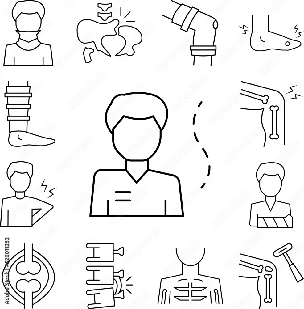 Poster man rib spine bone fracture icon in a collection with other items