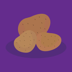 Potatoes in their skins, vegetables from the farm