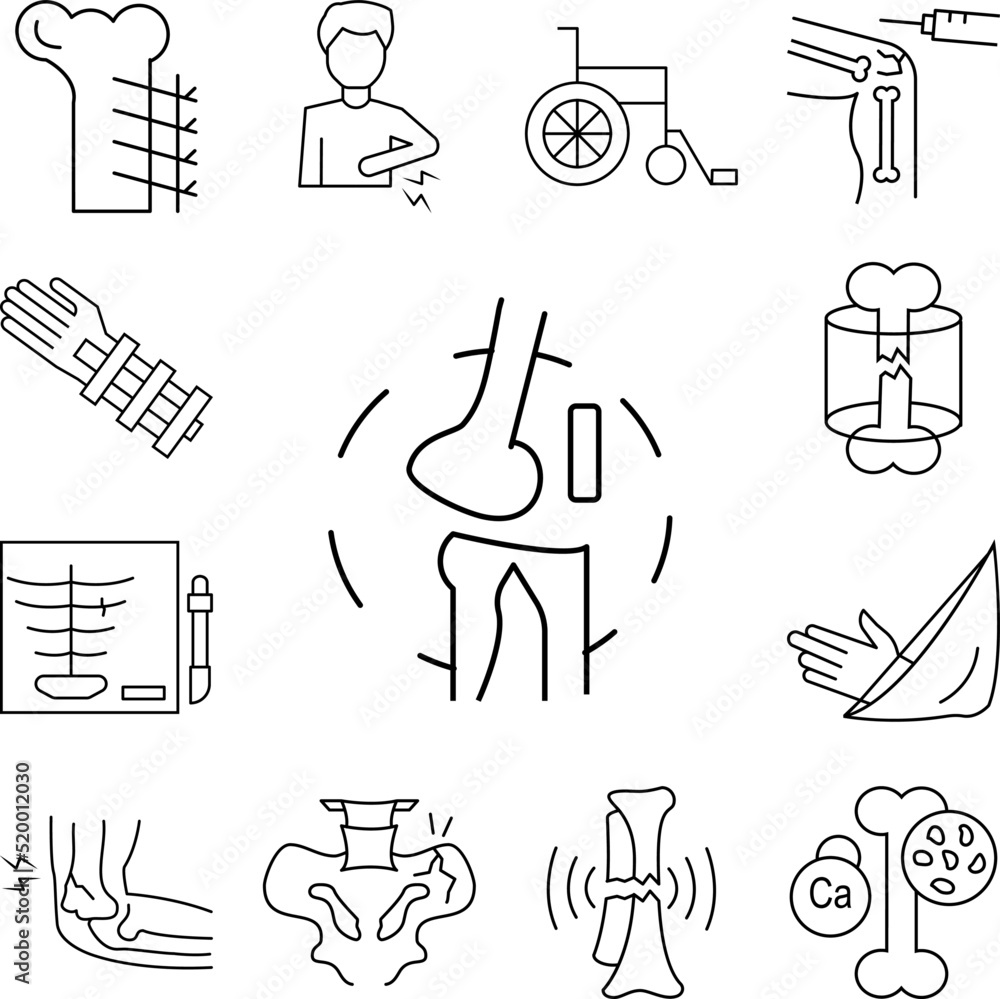 Poster bone fracture broken icon in a collection with other items