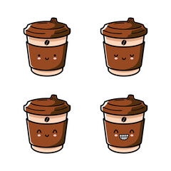 vector illustration of cute hot coffee emoji