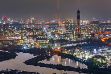 水島コンビナート工場夜景