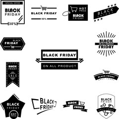 Black Friday poster stiker icon in a collection with other items