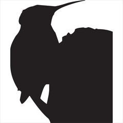 Vector, Image of a small bird silhouette icon, black and white color, with transparent background

