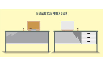 Flat Metalic Computer Table