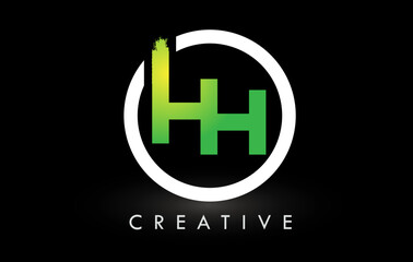 Obraz premium HH Green White Brush Letter Logo Design. Creative Brushed Letters Icon Logo.