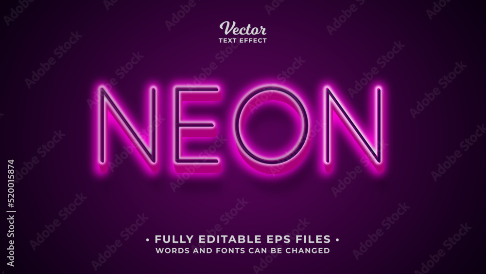 Canvas Prints neon text effect editable eps cc