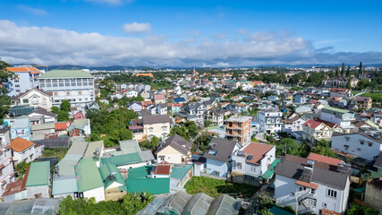 Fototapeta premium High angle view from drone of DALAT city at vietnam