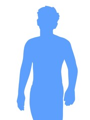 blue shape man on white background