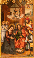 VALENCIA, SPAIN - FEBRUAR 14, 2022: The painting of Nativity in the Cathedral  by Vicente Macip...