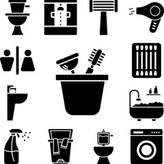 Plunger, toilet, tool icon in a collection with other items