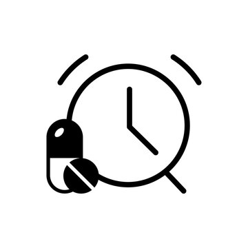 Medicine Schedule, Clock With Tablet And Capsule Icon Vector, Reminder To Take Medicine