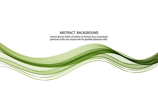 Horizontal green smooth wave on black background, design template for brochure, website, poster