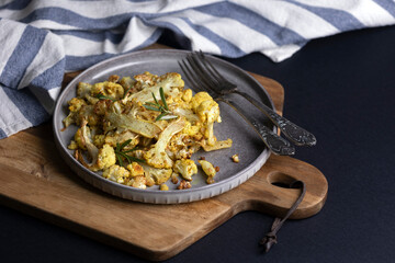 cauliflower on a black background