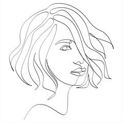 Sural Faces Continuous line, drawing of set faces and hairstyle, refashion concept, woman beauty minimalist, vector illustration. Contemporary portrait