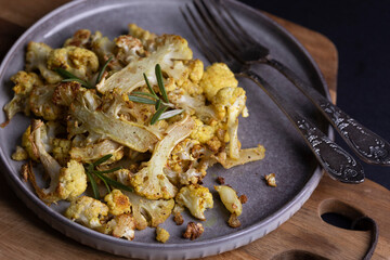 cauliflower on a black background
