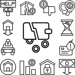 purse coin icon in a collection with other items