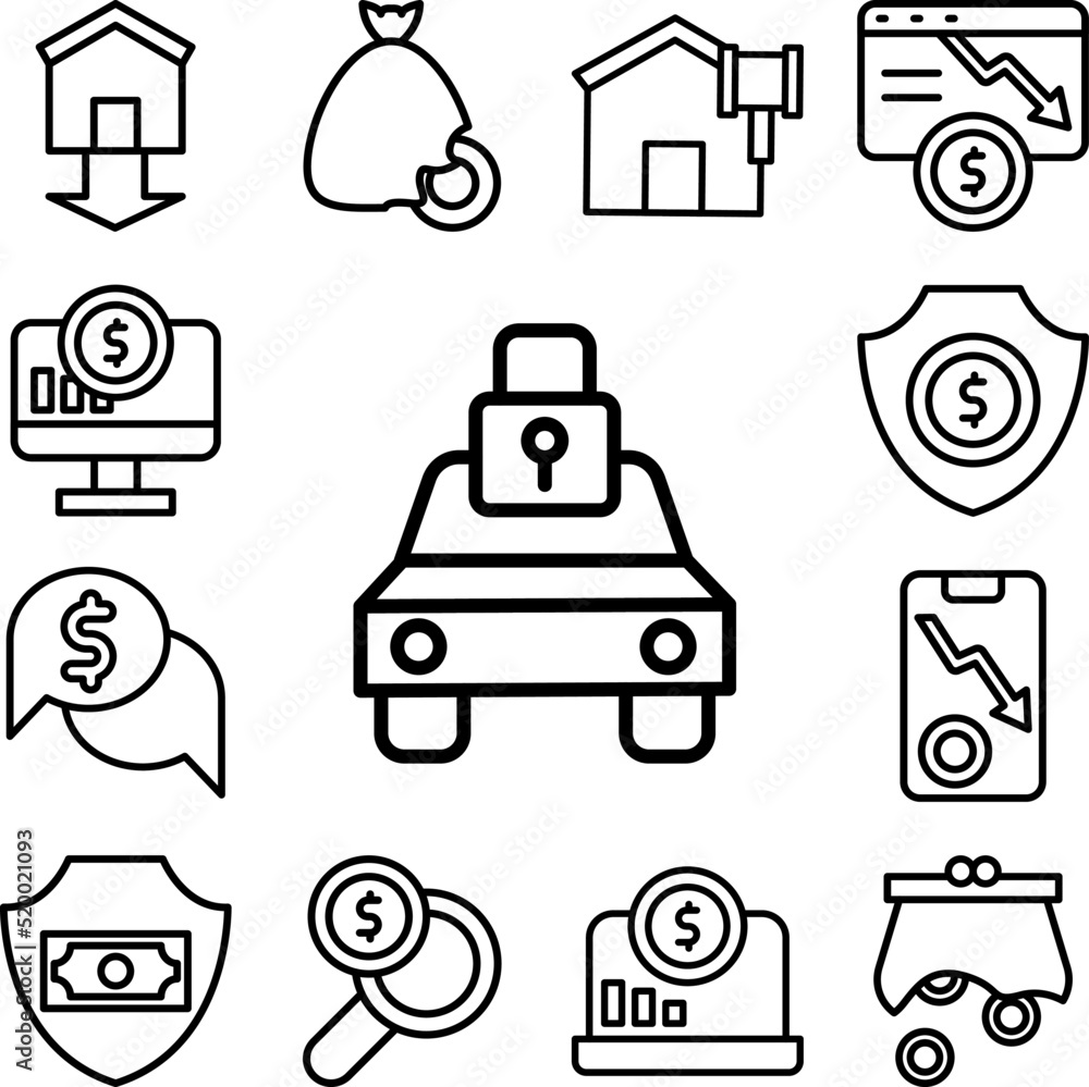 Poster car lock icon in a collection with other items