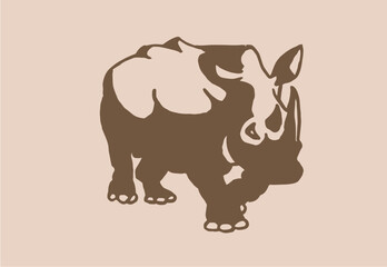 Ink pen vector rhino , stylish graphical vintage drawing , rhino for logotype ,design and tattoo
