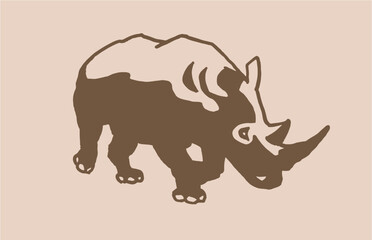 Ink pen vector rhino , stylish graphical vintage drawing , rhino for logotype ,design and tattoo