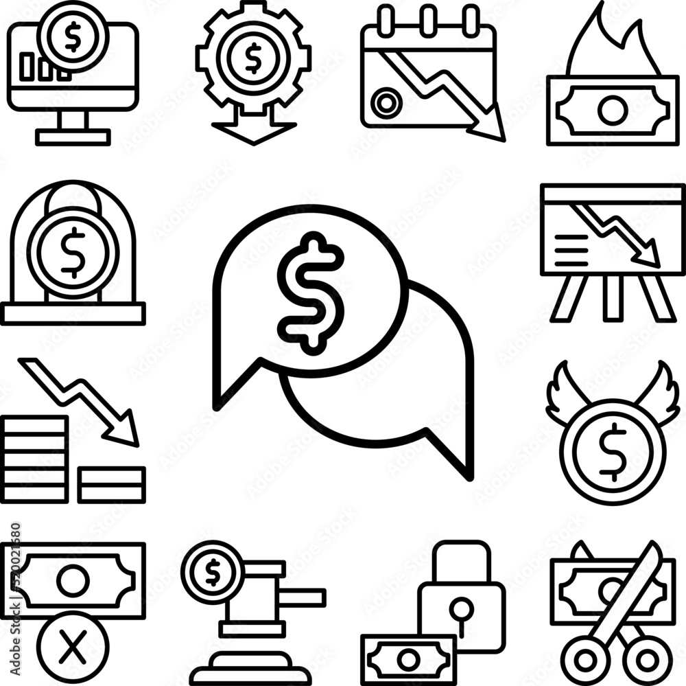 Poster chat dollar icon in a collection with other items