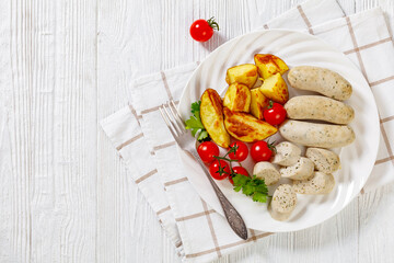 Weisswurst, white sausage of minced veal and  pork