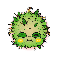 Funny weed bud head print for t shirt.Vector line doodle traditional retro cartoon illustration.Funny weed,marijuana,cannabis vintage cartoon print poster,t-shirt,sticker concept