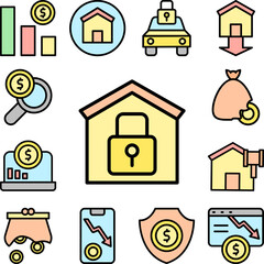 house lock icon in a collection with other items