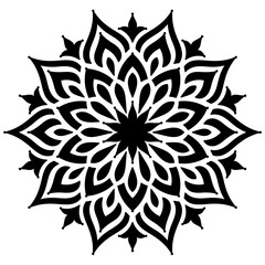 black and white flower stencil vector eps