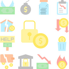 dollar coin lock icon in a collection with other items