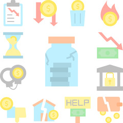 bank coin icon in a collection with other items