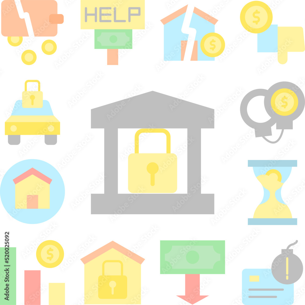 Poster bank lock icon in a collection with other items