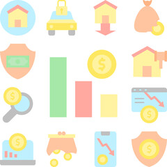 chart coin dollar icon in a collection with other items