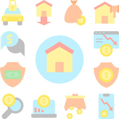 bubble house icon in a collection with other items