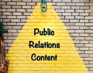 public relations content  on brick wall