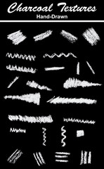 Set of hand-drawn charcoal textures