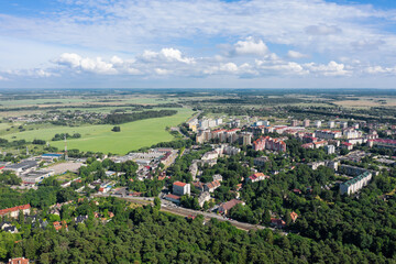 Fototapeta na wymiar Aerial panorama view on Svetlogorsk town. Kaliningrad region