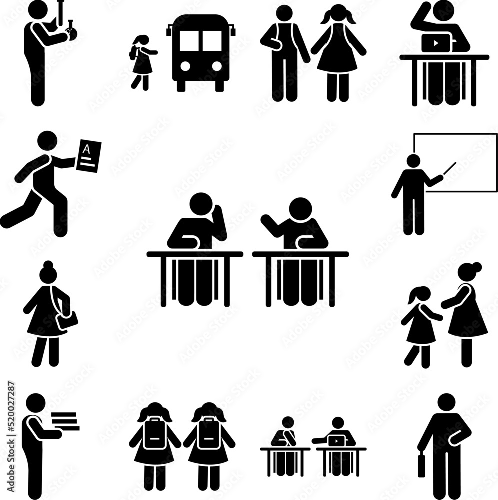 Poster two man speak class lesson pictogram icon in a collection with other items