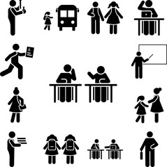 Two man speak class lesson pictogram icon in a collection with other items