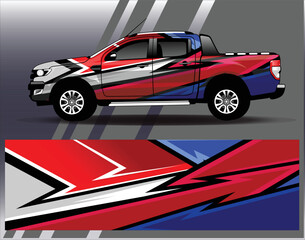 Obraz premium Car wrap design vector. Graphic abstract stripe racing background kit designs for wrap vehicle race car rally adventure and livery