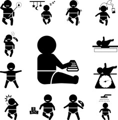 Baby, play the game icon in a collection with other items