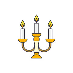 candelabra icon in color, isolated on white background 