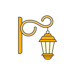 Hanging antique wall lamp Decoration icon in color, isolated on white background 