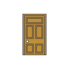 Door wood icon in color, isolated on white background 